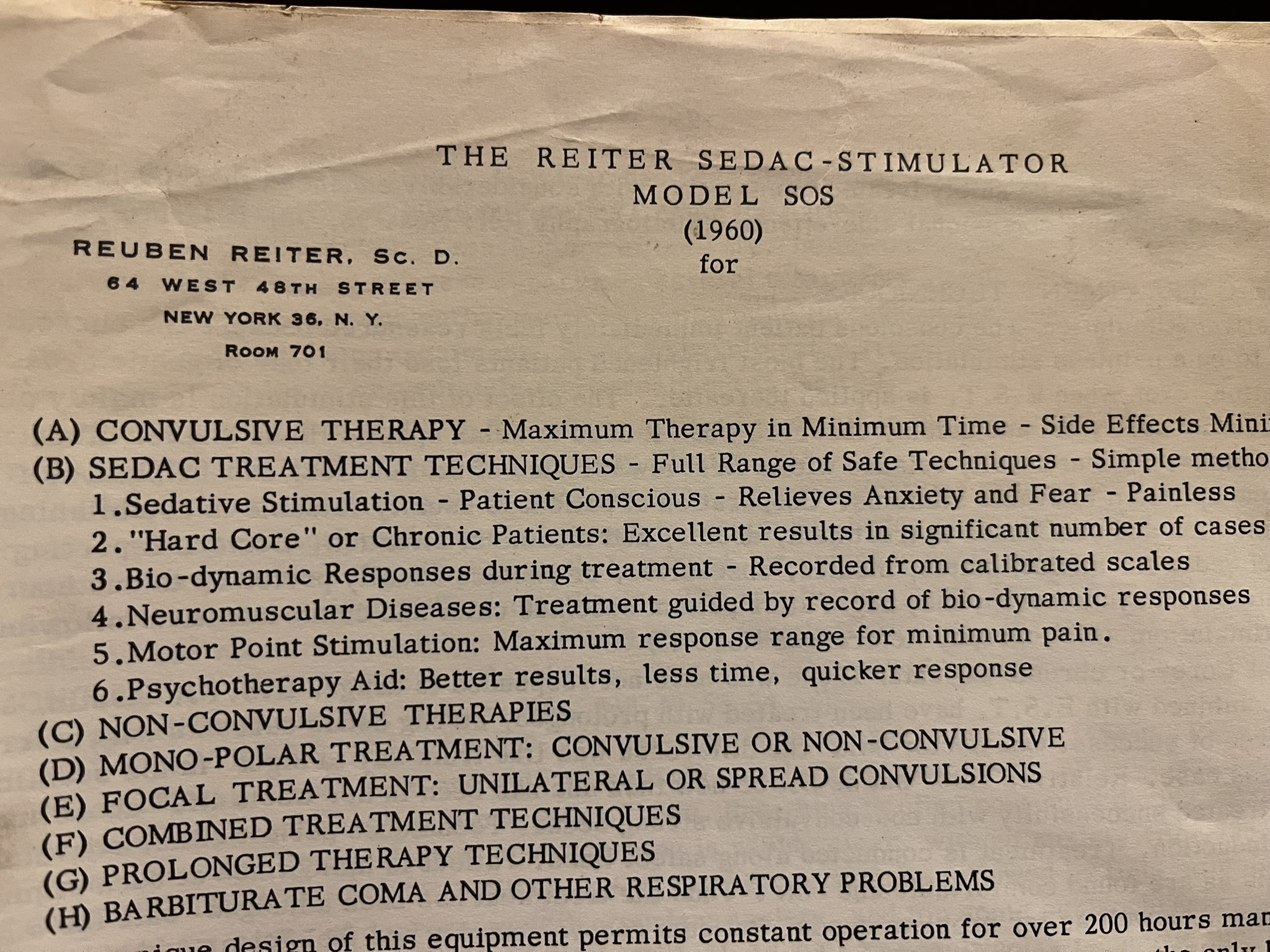 Reiter Electrostimulator instruction booklet